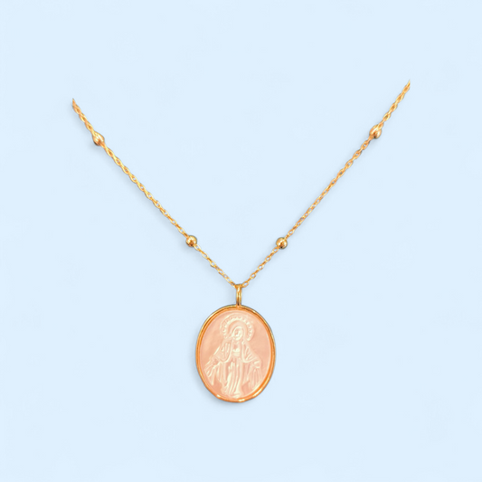 Virgen Milagrosa en nácar con cadena