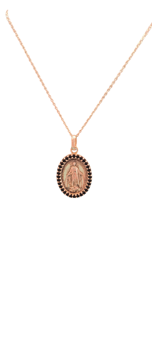 Cadena con medalla Virgen de la Milagrosa circonitas