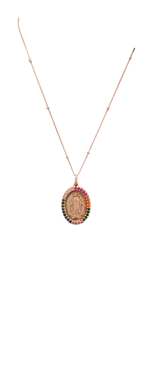 Cadena y medalla Virgen de la Milagrosa circonitas