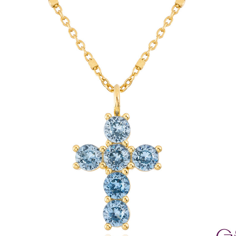 Cross with colored cubic zirconia