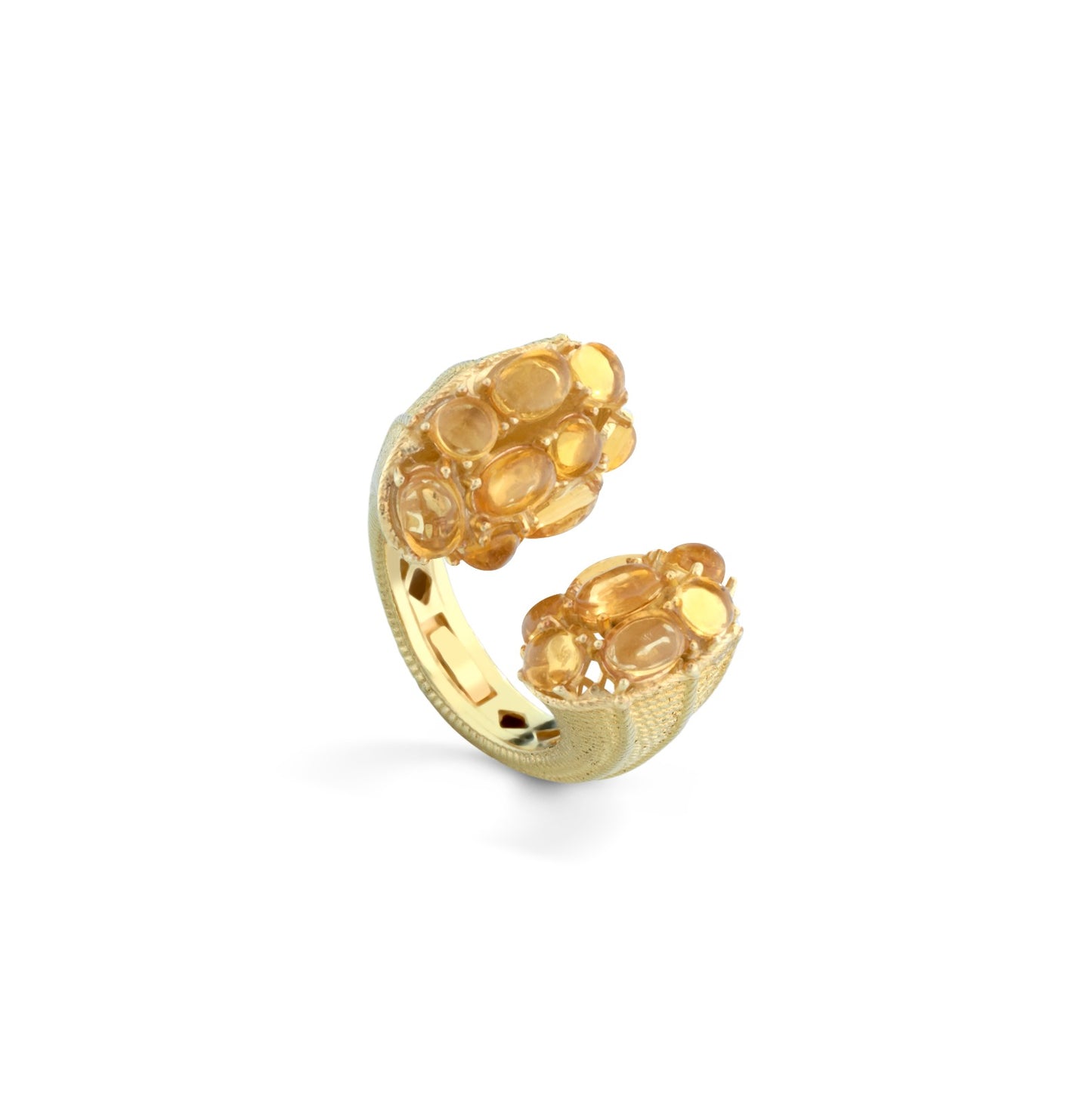 Anillo grande mate con cabujones citrinos