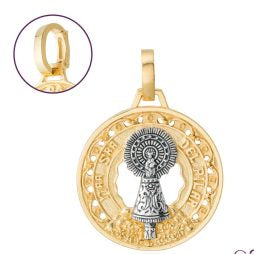 Large two-tone sterling silver Our Lady of the Pillar medal